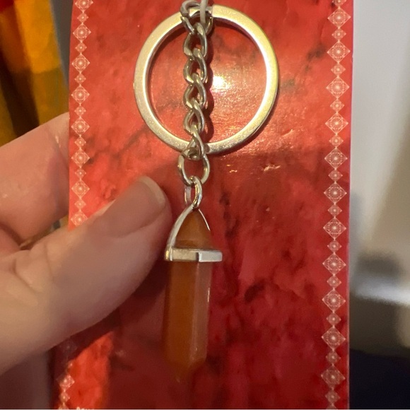 Red Aventurine And Clear Quartz Keychains Lot Of 2 - Picture 3 of 8